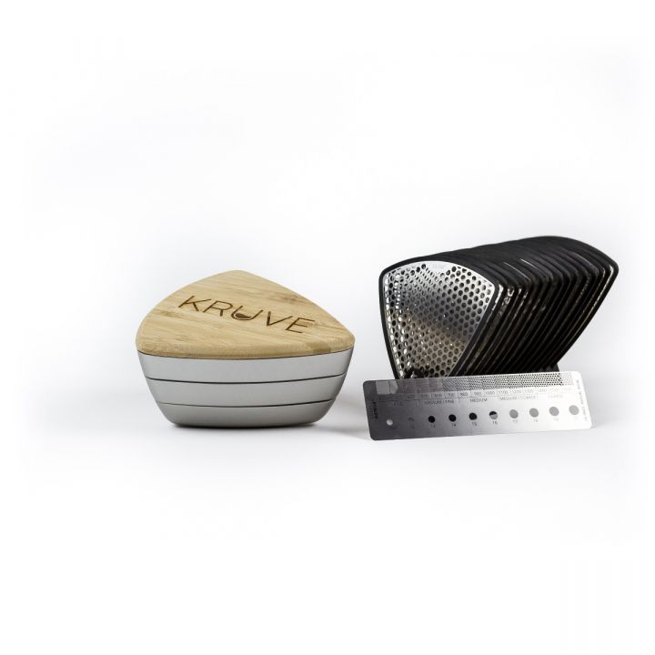 Kruve Sifter Plus Bean Silver 15-delige koffieset met precisiezeef en Brewler