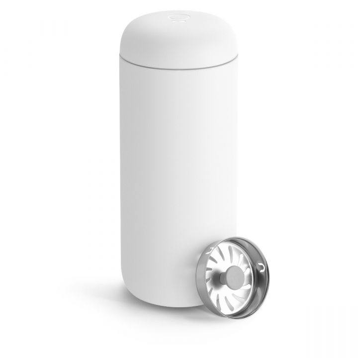 Fellow Carter thermos mok voor onderweg met snap-in splash guard tegen morsen - mat wit - 475 ml