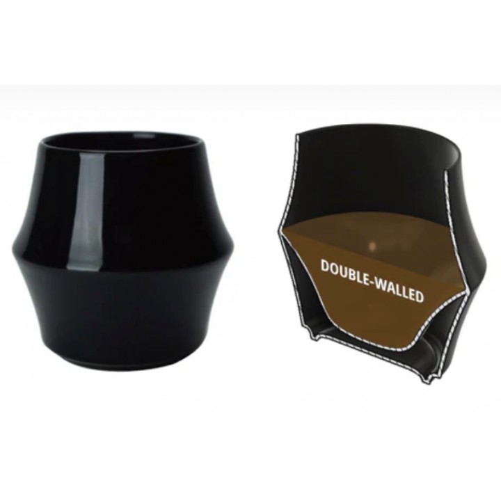Kruve Cascade espressokopjes 75 ml porselein zwart dubbelwandig (2 stuks)