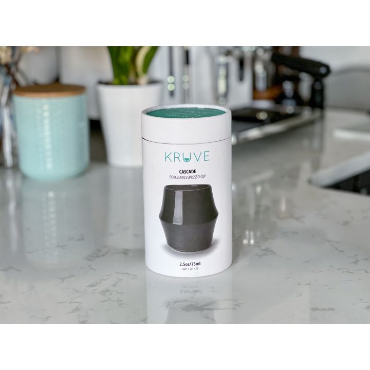 Kruve Cascade espressokopjes 75 ml porselein zwart dubbelwandig (2 stuks)