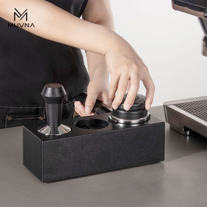 MUVNA Tamper en Portafilter Base zwart ABS 58mm