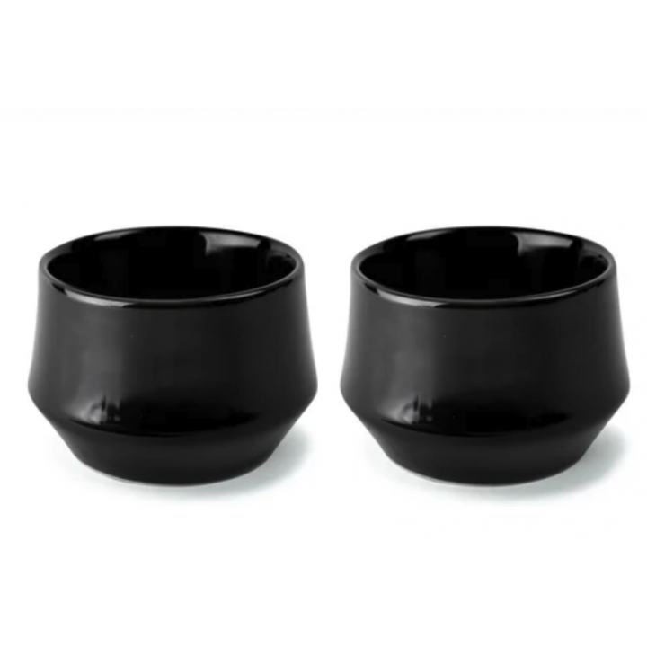 Kruve Imagine Latte porseleinen kopjes 250 ml zwart set van 2 met vilt coasters