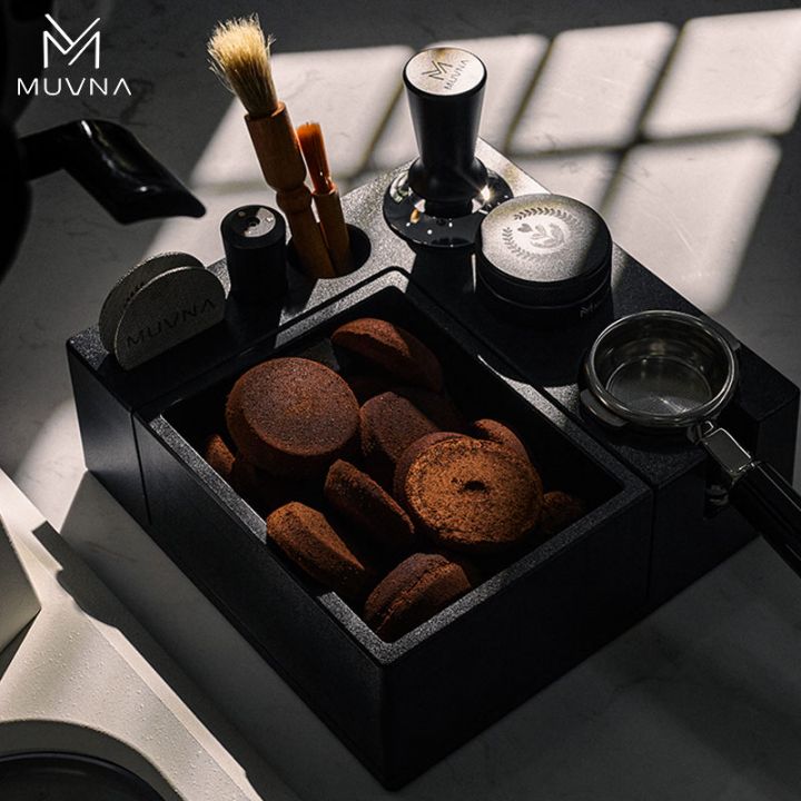 MUVNA Multifunctional Tamper Station 58 mm zwart ABS met uitklopbak