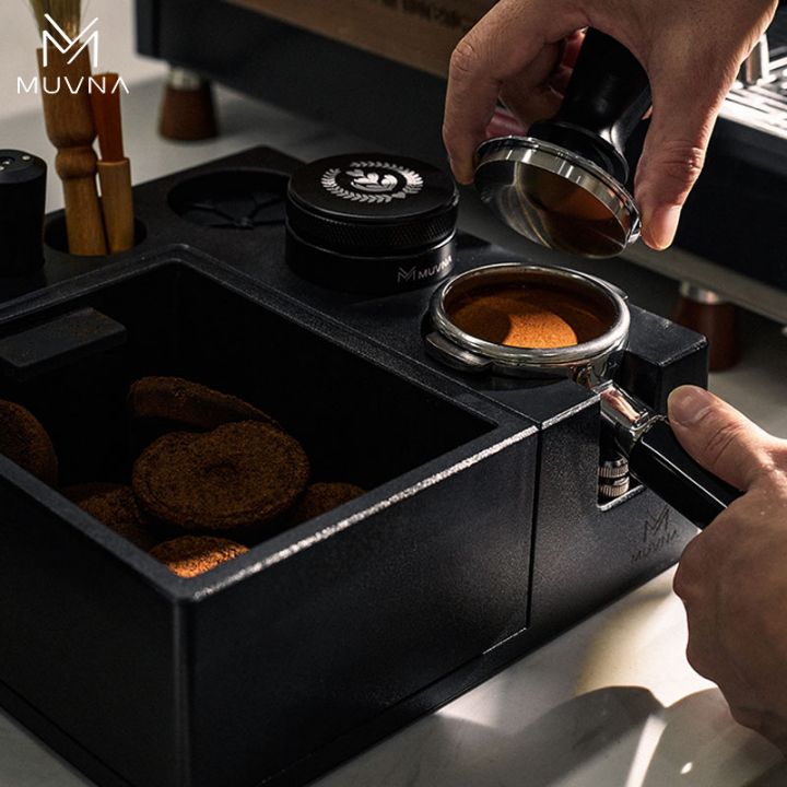 MUVNA Multifunctional Tamper Station 58 mm zwart ABS met uitklopbak
