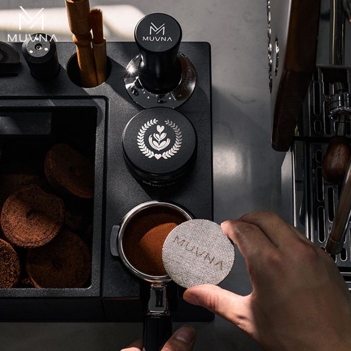 MUVNA Multifunctional Tamper Station 58 mm zwart ABS met uitklopbak