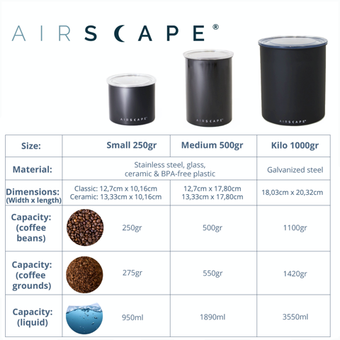 Planetary Design Airscape RVS vacuüm voorraadpot - 250 gram - mokka bruin
