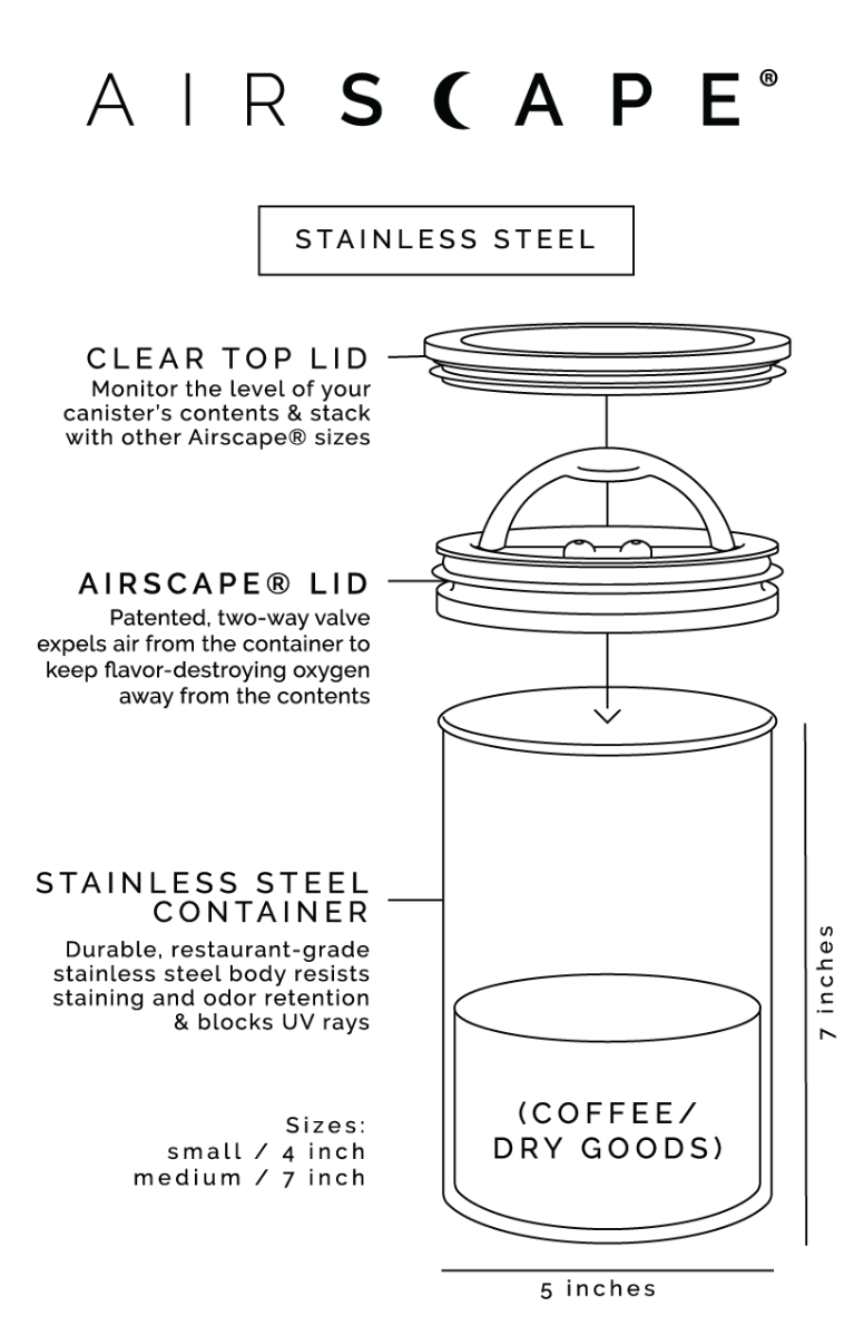 Planetary Design Airscape RVS vacuüm voorraadpot - 250 gram - mokka bruin