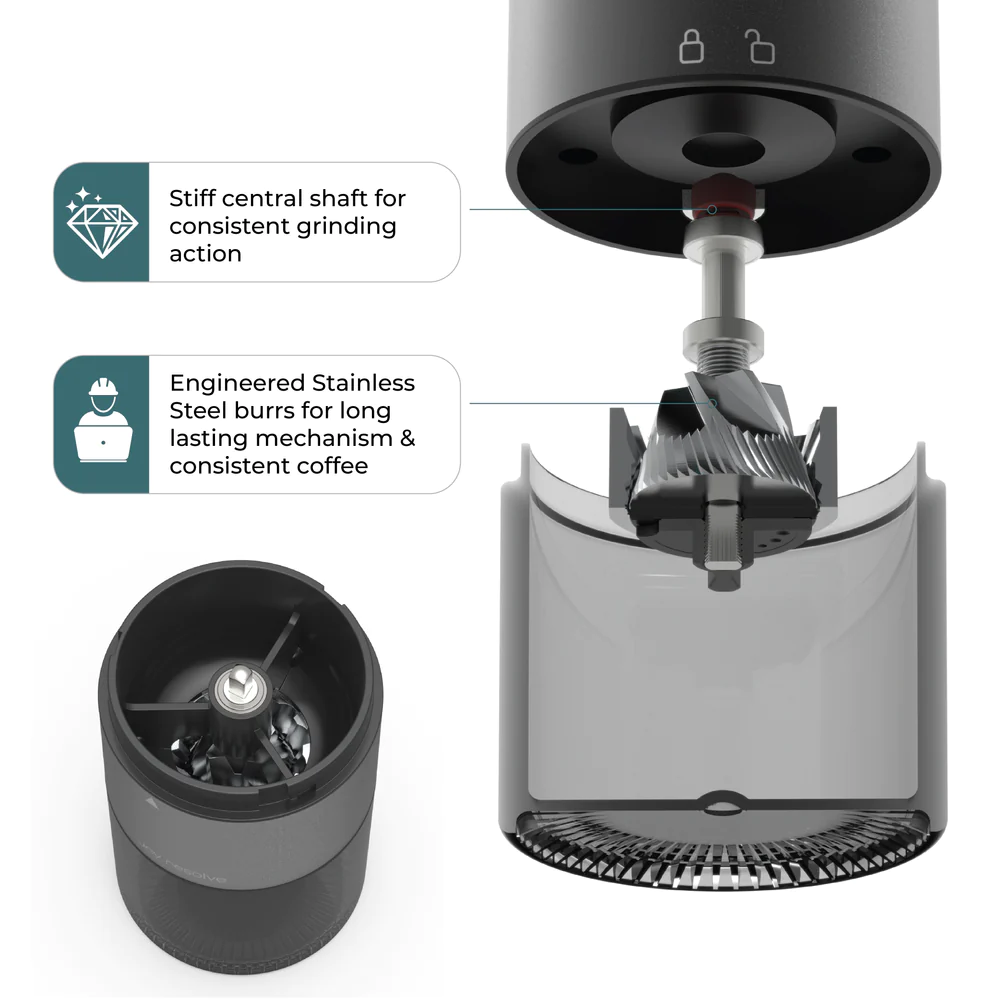 Joy Resolve Groove Groove Grinder - meeneembare elektrische koffiemolen – zwart - 30 gram