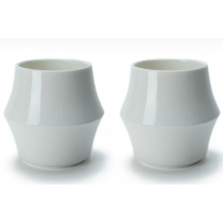 Kruve Cascade Espresso porseleinen kopjes 75 ml wit stapelbaar set van 2 met vilt coasters
