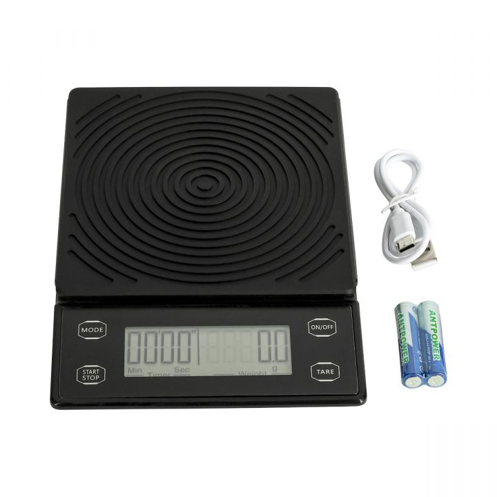 World Coffee Gear koffie weegschaal 0,1 gram - 5.000 gram – timerfunctie en oplaadbaar